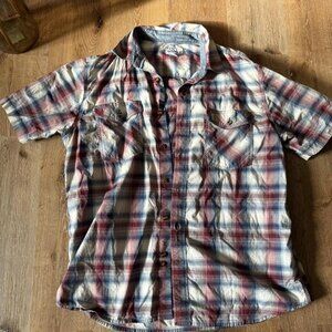Carhartt Relaxed Fit Red/White Plaid Short‎ Sleeve Button Up Shirt Size XL